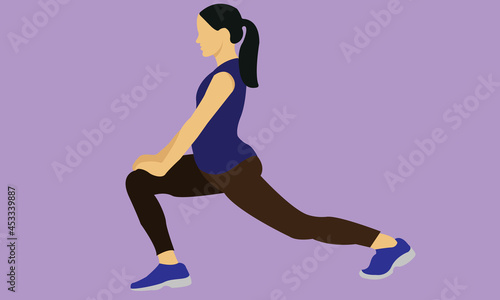 Young sporty woman practicing yoga Flat Character