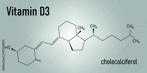 Vitamin D (D3, cholecalciferol) molecule. Skeletal formula.	
