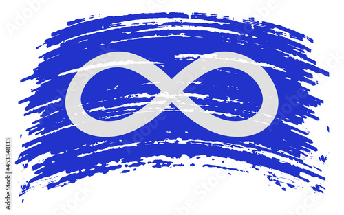 Metis flag blue flag in grunge brush stroke, vector