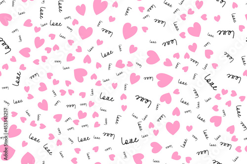 Love seamless pattern background with hearts. Vector Illustration