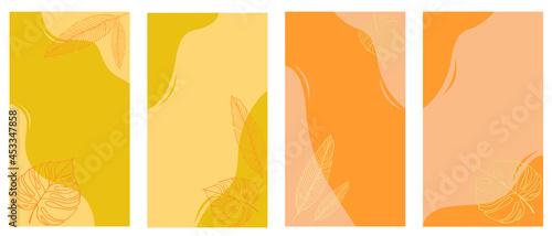 Social media stories, posts, highlights templates. Abstract floral vector backgrounds with copy space for text