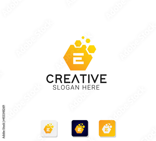 Modern abstract logo with initials letter e