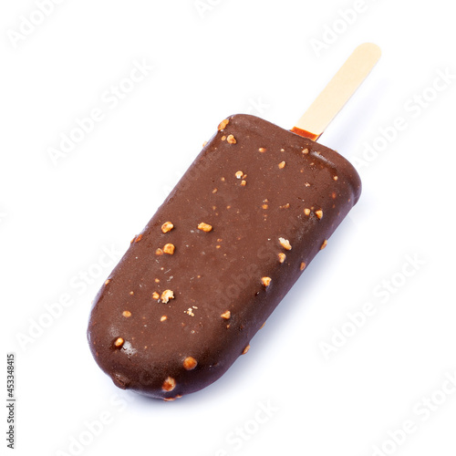 Chocolate ice cream stick isolated on white background