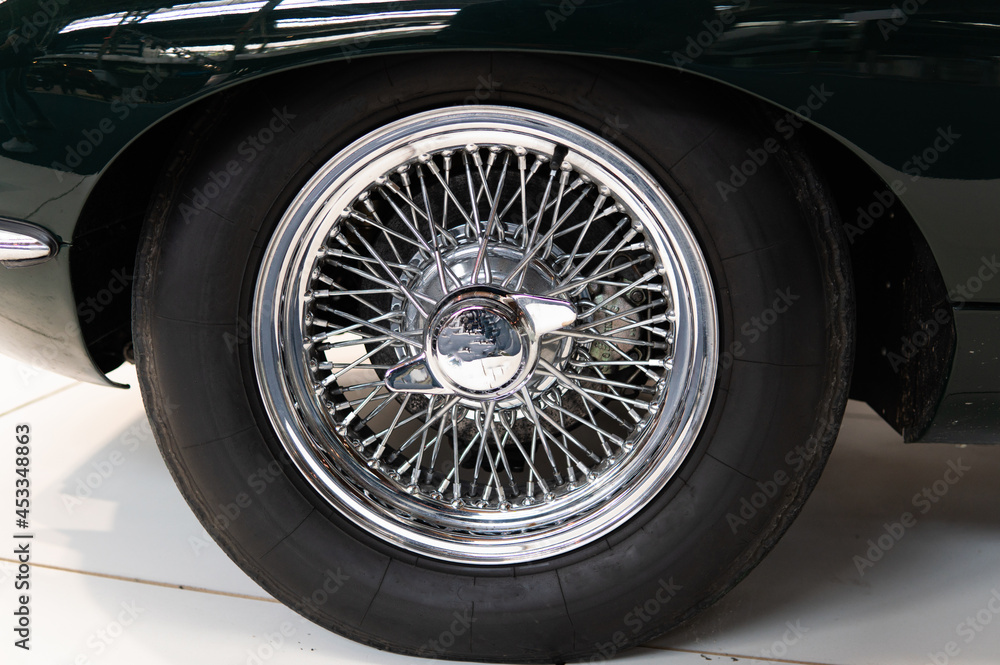 retro car wheel with spokes