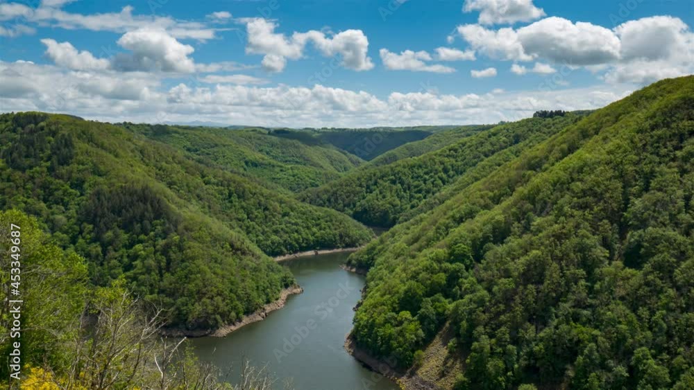 Very pretty valley of gratte bruyere, with the Dordogne river, timelapse, Corrèze, France Very pretty valley of gratte bruyere, with the Dordogne river, timelapse, Corrèze, France