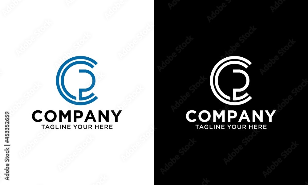letter cp circle line art logo vector design template. letter cp circle line art logo vector design template.