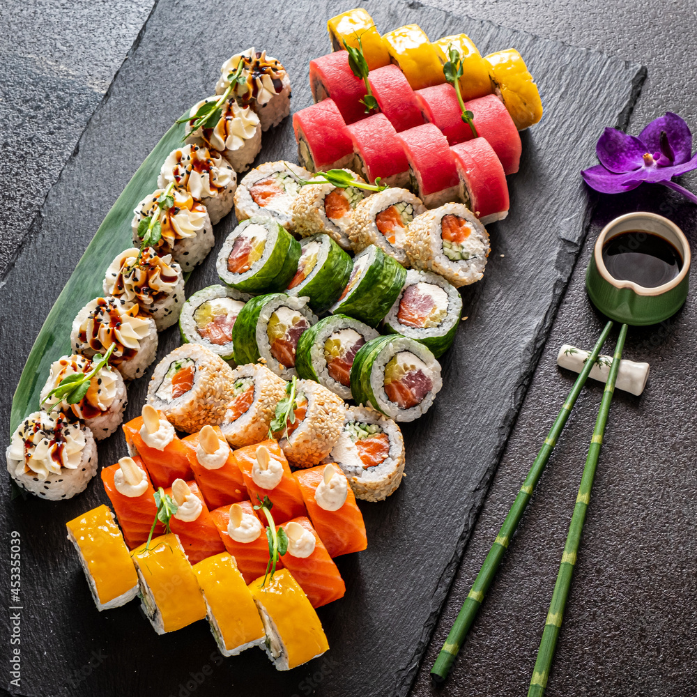 Sushi mat stock image. Image of gourmet, arranging, asia - 13420933