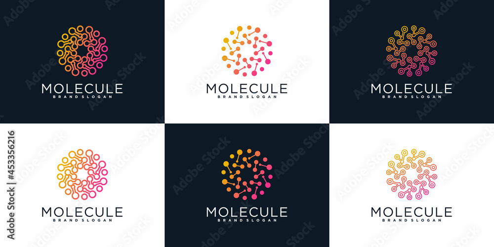 Set of technology globe logo with circle molecule concept Premium Vector