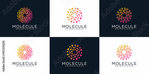 Set of technology globe logo with circle molecule concept Premium Vector