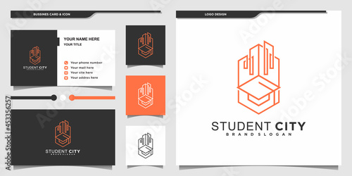 Minimalist student city logo design inspiration with modern and unique line art style Premium vektor