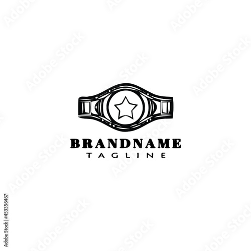 championship belt cartoon logo icon design template black isolated vector cute