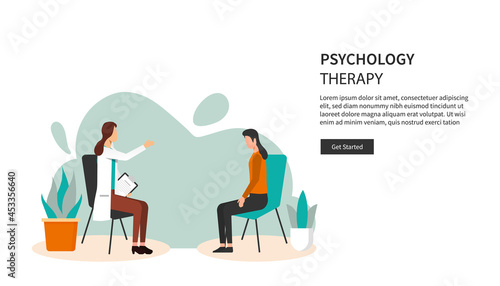 Landing page template of psychology therapy concept.