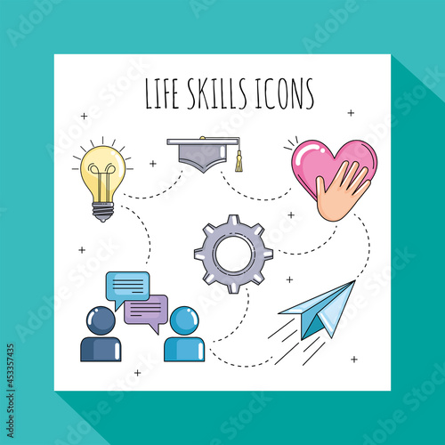 Life skills icons in frame