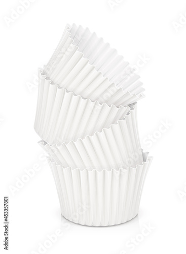 Paper mold for cupcake. Utensil for baking cake. Isolated on white background. Eps10 vector illustration.