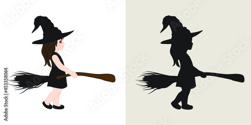 Halloween theme, little witch, vector artwork
