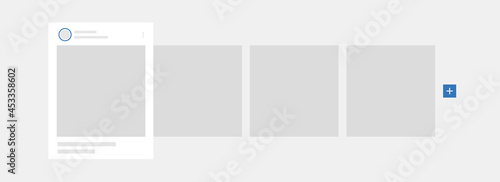 Carousel post mockup template. Mobile app interface design. Social network carousel post design.