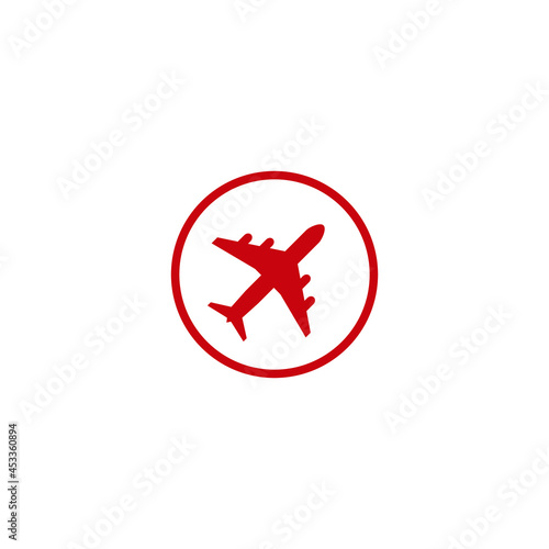 Red airplane illustration for icon or symbol