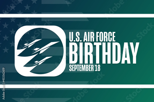 U.S. Air Force Birthday. September 18. Holiday concept. Template for background, banner, card, poster with text inscription. Vector EPS10 illustration.