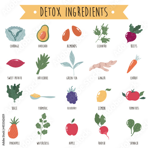 Big collection of vegetables, nuts and fruits for detox