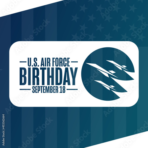 U.S. Air Force Birthday. September 18. Holiday concept. Template for background, banner, card, poster with text inscription. Vector EPS10 illustration.