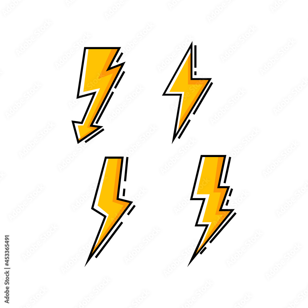 Yellow cartoon lightning design vector Yellow cartoon lightning design vector
