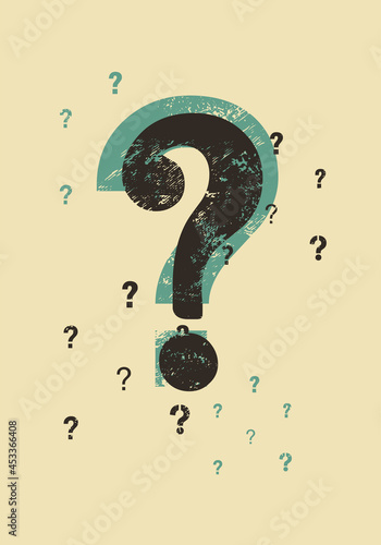 Question mark typographical grunge vintage style poster. Retro vector illustration.