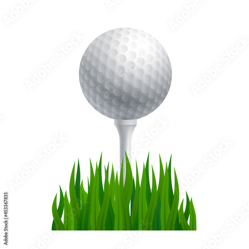 Golf ball on a golf tee. Sports theme. Vector illustration