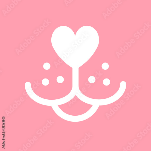 Vector flat dog nose mouth isolated on pink background