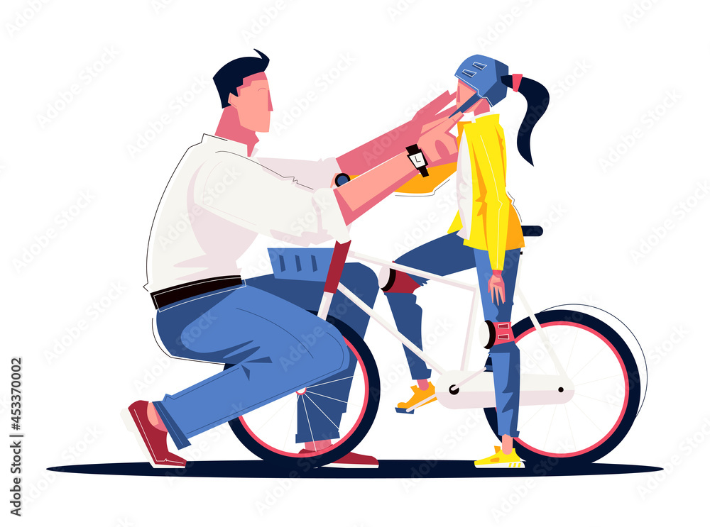 Obraz premium Bicycle Daughter Dad Composition