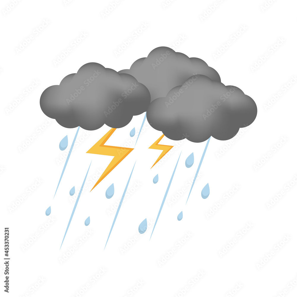 Rain. Storm. Black clouds. weather. Isolated on white background, vector illustration.