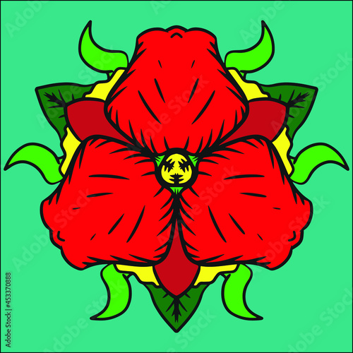 Amazing ornament inspired by the combination of roses and Hibiscus flower. Editable vector file for your brand, logo, icon, or all of your graphic needs.