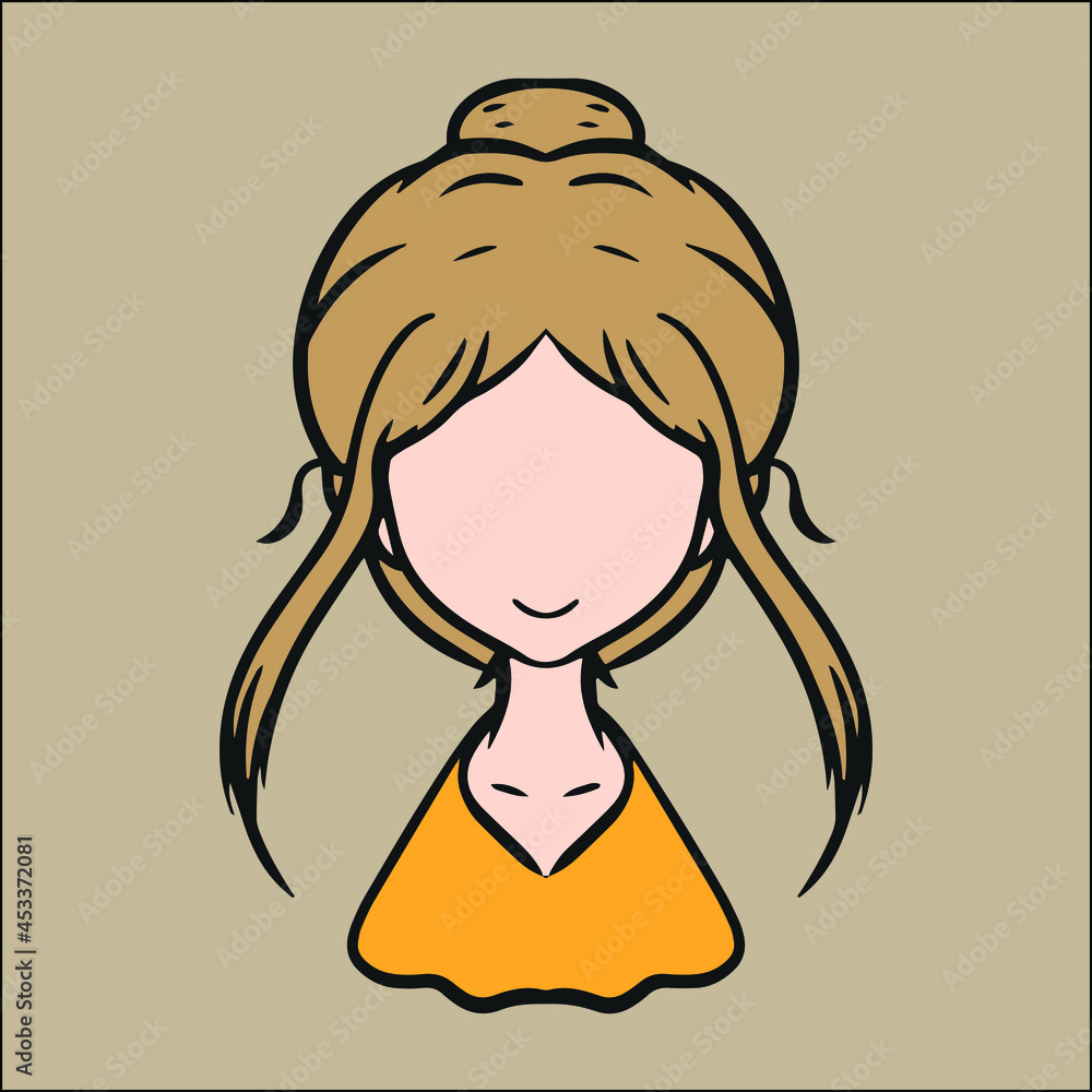 cute brunette hair girl with head bun, editable vector file for your brand or all of your graphic needs cute brunette hair girl with head bun, editable vector file for your brand or all of your graphic needs