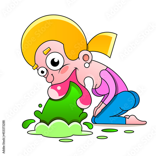 Drunk women, drunk look, funny face.Vector print of a T-shirt