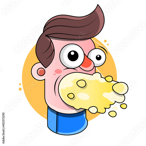 Drunk man, drunk look, funny face.Vector print of a T-shirt