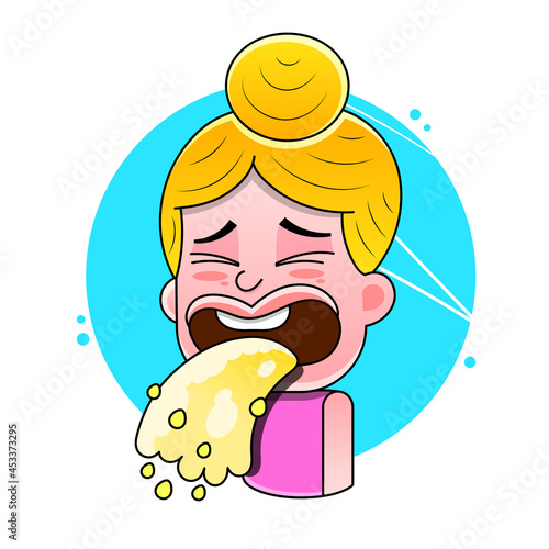 Drunk women, drunk look, funny face.Vector print of a T-shirt