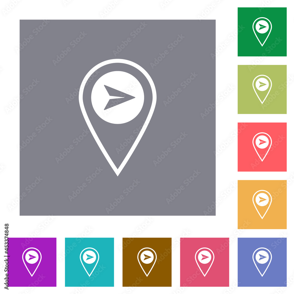 Send GPS location square flat icons Send GPS location square flat icons