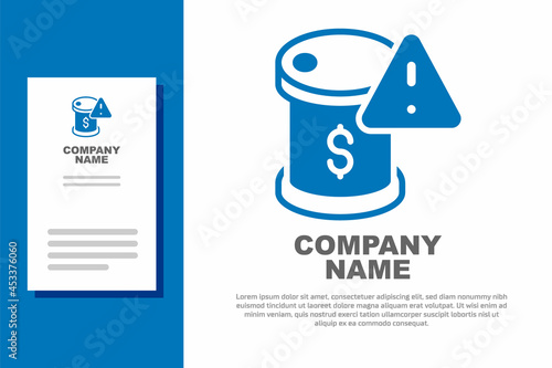 Blue Drop in crude oil price icon isolated on white background. Oil industry crisis concept. Logo design template element. Vector