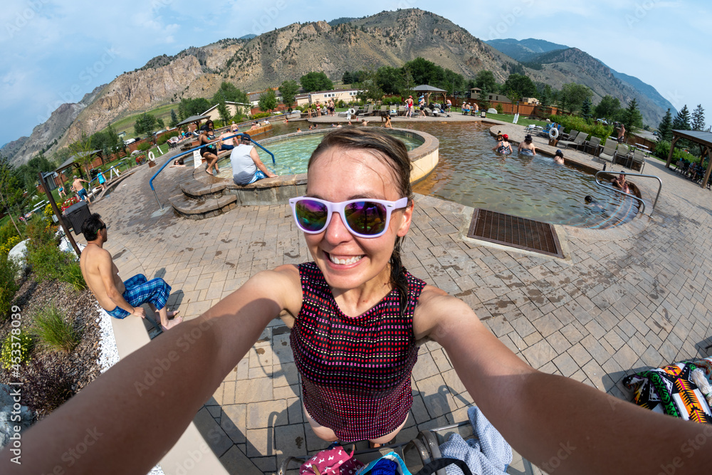 Corwin Springs, Montana August 25, 2021 Fisheye lens selfie of a