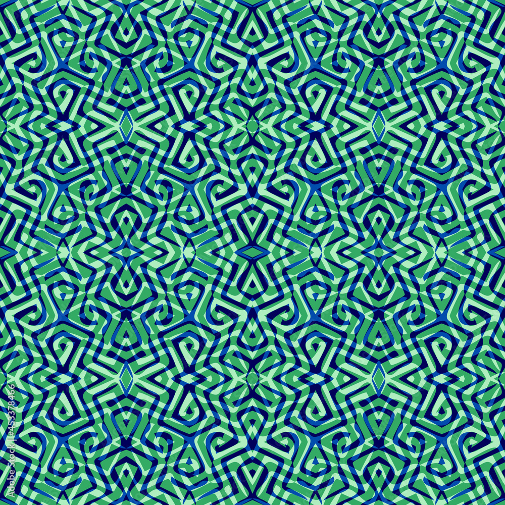 Seamless pattern with Geometric motifs in 4 colors