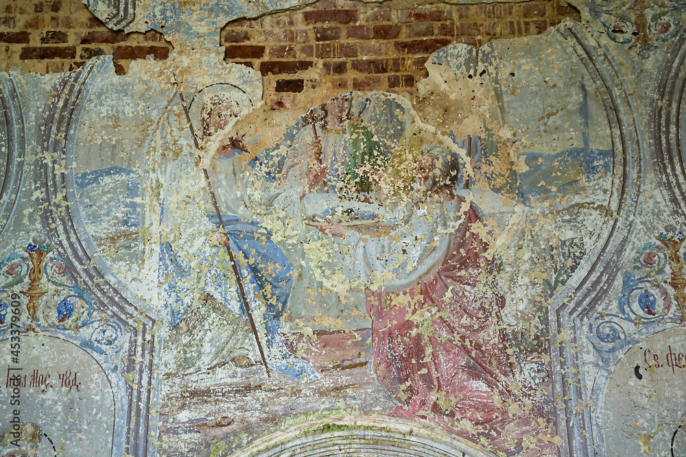 wall painting inside an abandoned Orthodox church wall painting inside an abandoned Orthodox church