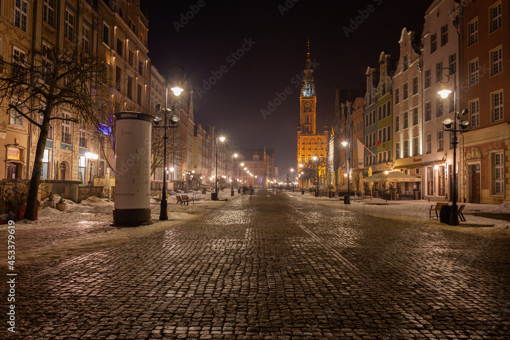 Gdańsk at night - obrazy, fototapety, plakaty 
