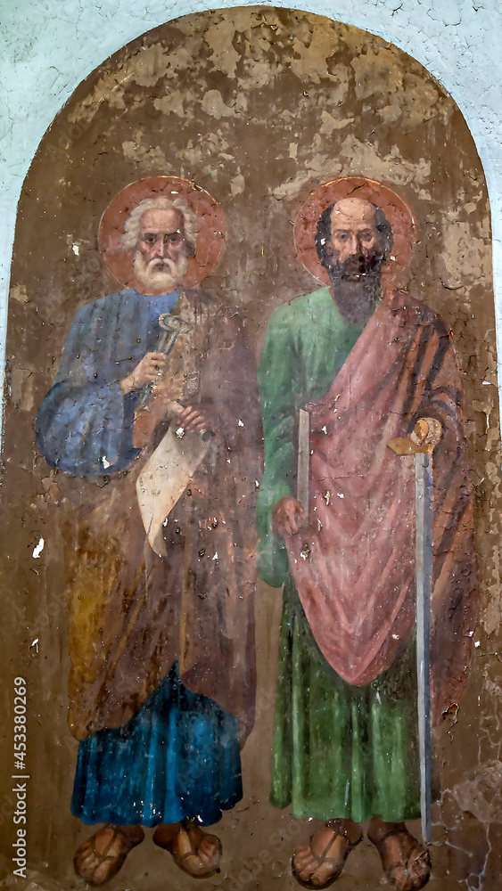 religious painting in an abandoned Orthodox church