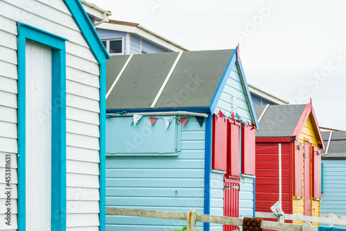 Beach huts in Westward Ho! in Devon photo