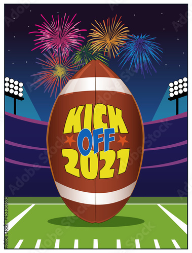 American football kickoff event.