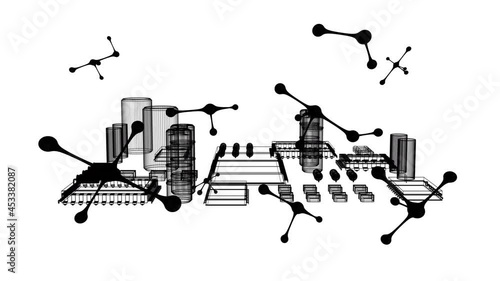 Wallpaper Mural Animation of molecules spinning over computer processor Torontodigital.ca