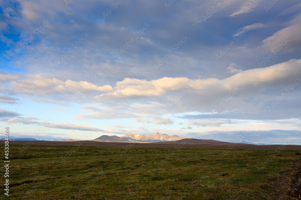 Panorama from Hvitarvatn area, Iceland rural landscape