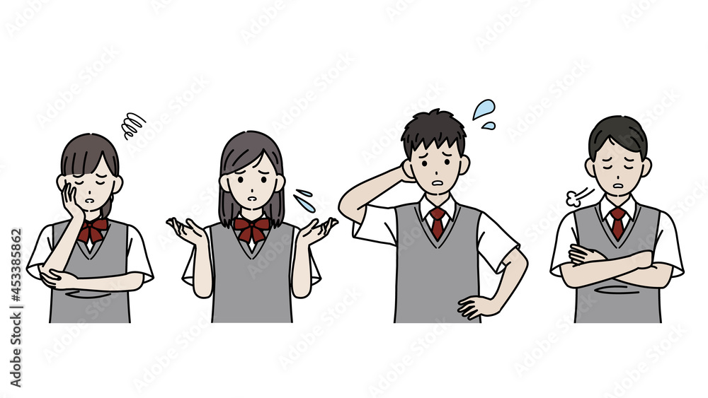 困る学生 トラブル 問題 中高生 高校生 中学生 男女 友達 イラスト素材 Stock Vektorgrafik Adobe Stock