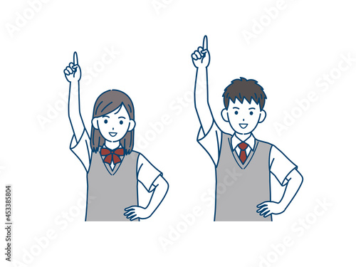 ナンバーワンを目指す学生　1位　中高生　高校生　中学生　男女　イラスト素材