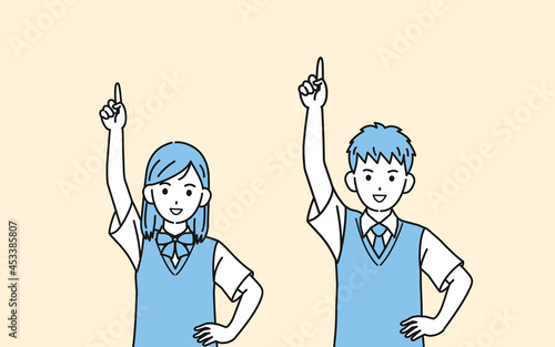 ナンバーワンを目指す学生　1位　中高生　高校生　中学生　男女　イラスト素材