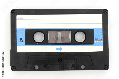 White Retro Audio Tape isolated on white background